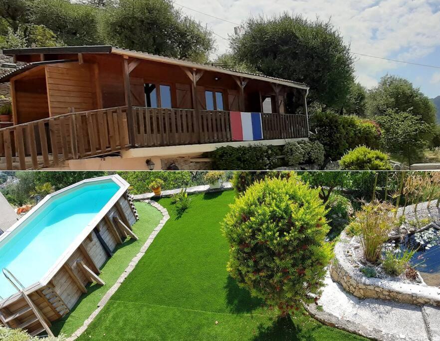 Le Chalet De La Pierreraie Cote D'Azur Piscine Terrasse Et Vue Mer Drap Kültér fotó