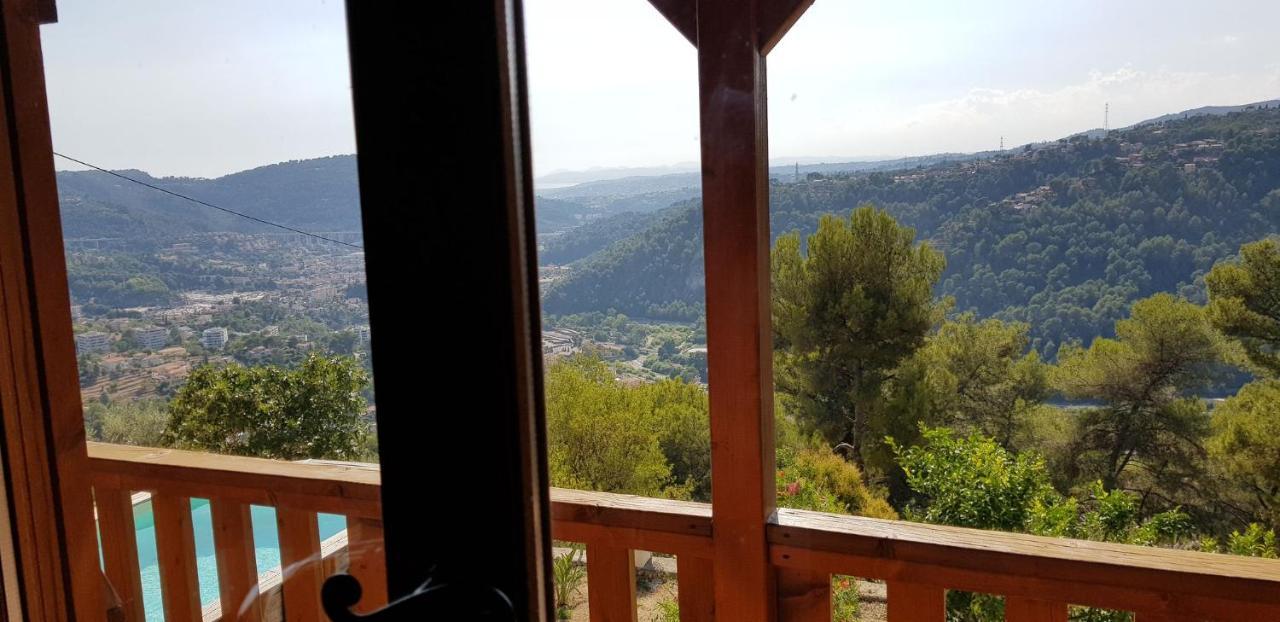 Le Chalet De La Pierreraie Cote D'Azur Piscine Terrasse Et Vue Mer Drap Kültér fotó